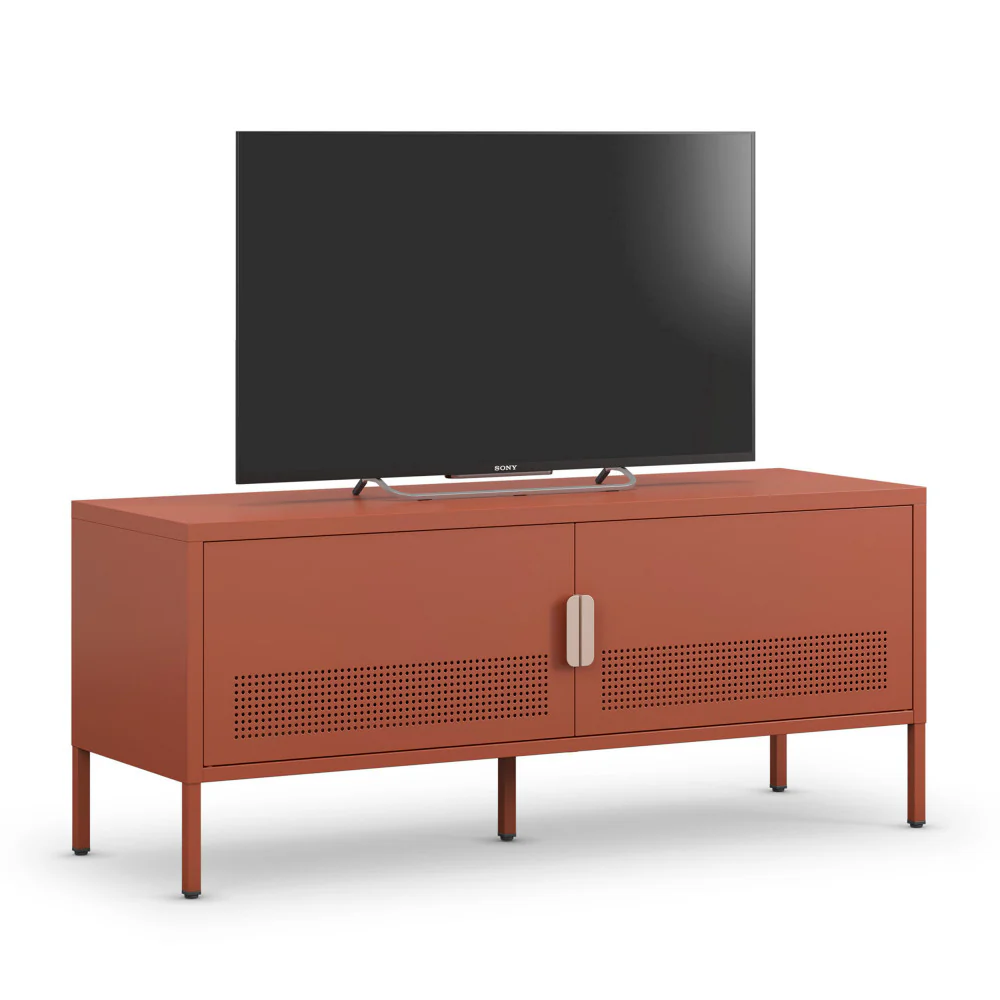 Adel - Meuble TV 2 Portes - Métal - Terracotta - Image 6