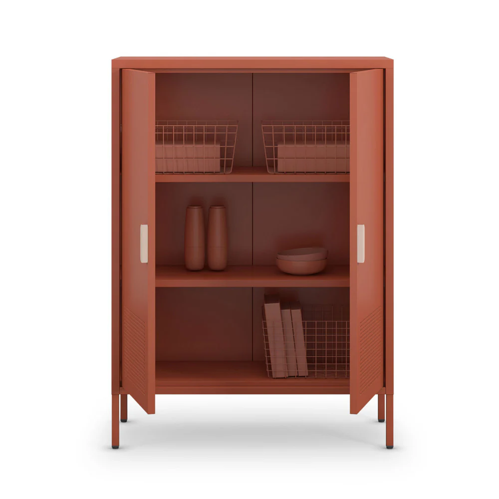 Adel - Buffet Haut 2 Portes - Métal - Terracotta - Image 3