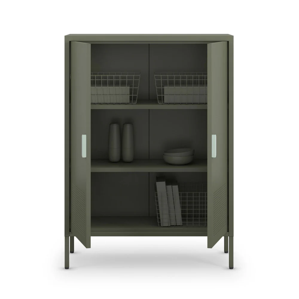 Adel - Buffet Haut 2 Portes - Métal - Vert - Image 3