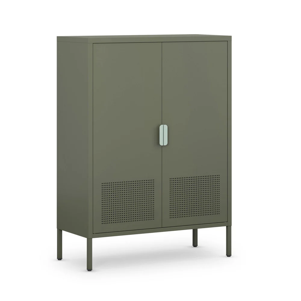 Adel - Buffet Haut 2 Portes - Métal - Vert - Image 4