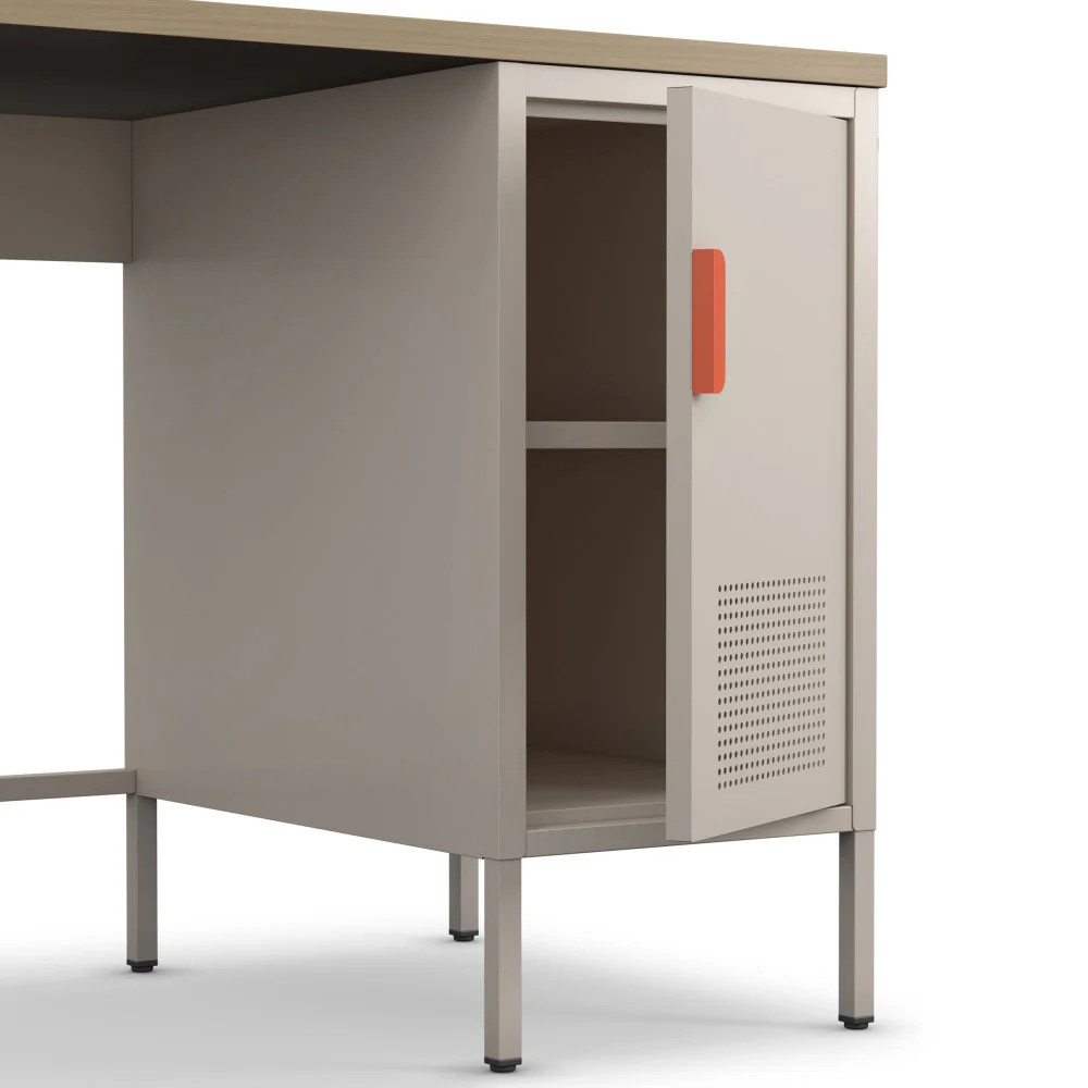 Adel - Bureau 1 Porte - Métal - Beige - Image 10