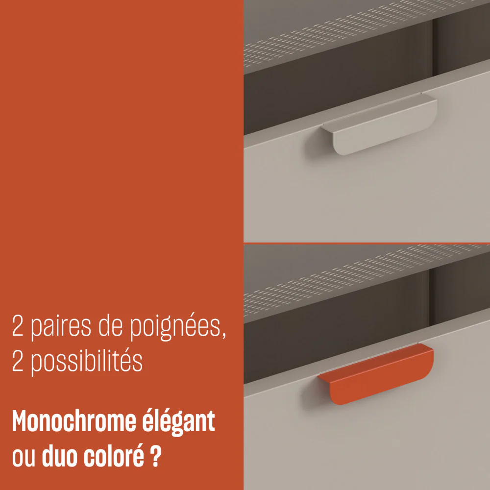 Adel - Bureau 1 Porte - Métal - Beige - Image 9