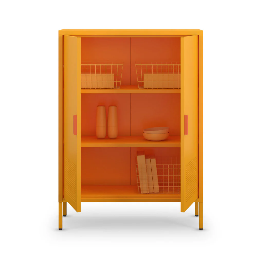 Adel - Buffet Haut 2 Portes - Métal - Orange - Image 3