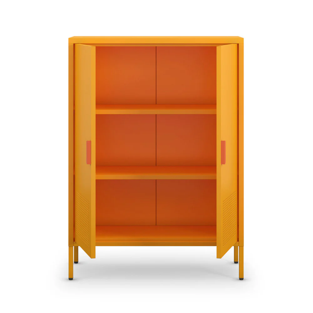 Adel - Buffet Haut 2 Portes - Métal - Orange - Image 5