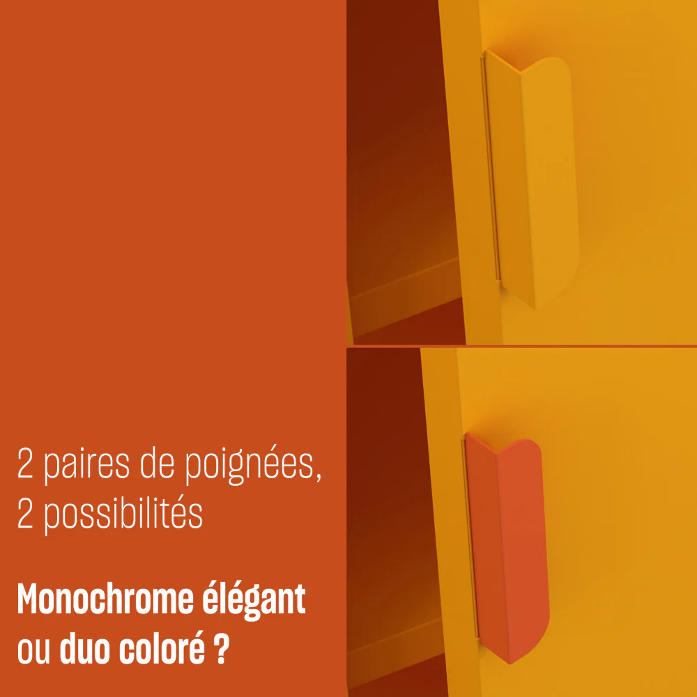 Adel - Buffet Haut 2 Portes - Métal - Orange - Image 7