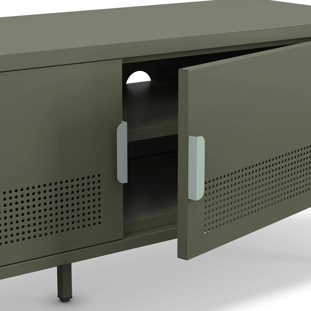 Adel - Meuble TV 2 Portes - Métal - Vert - Image 10