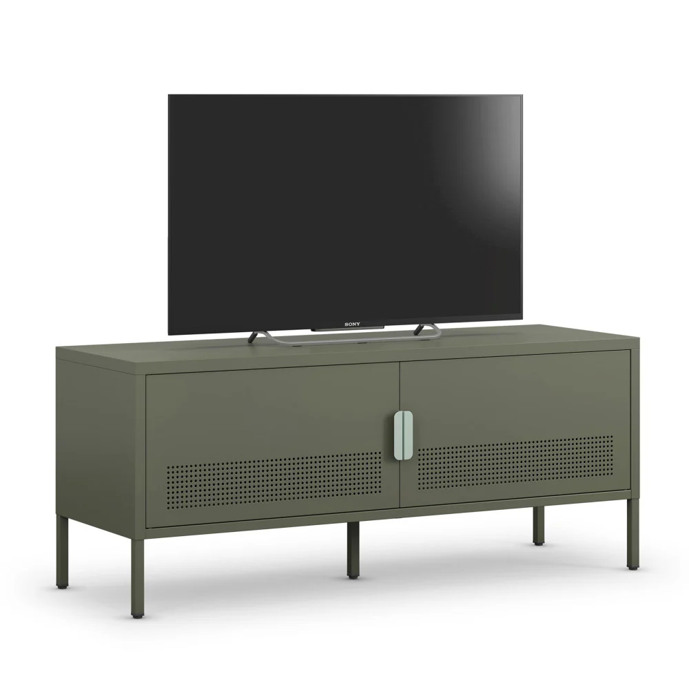 Adel - Meuble TV 2 Portes - Métal - Vert - Image 5