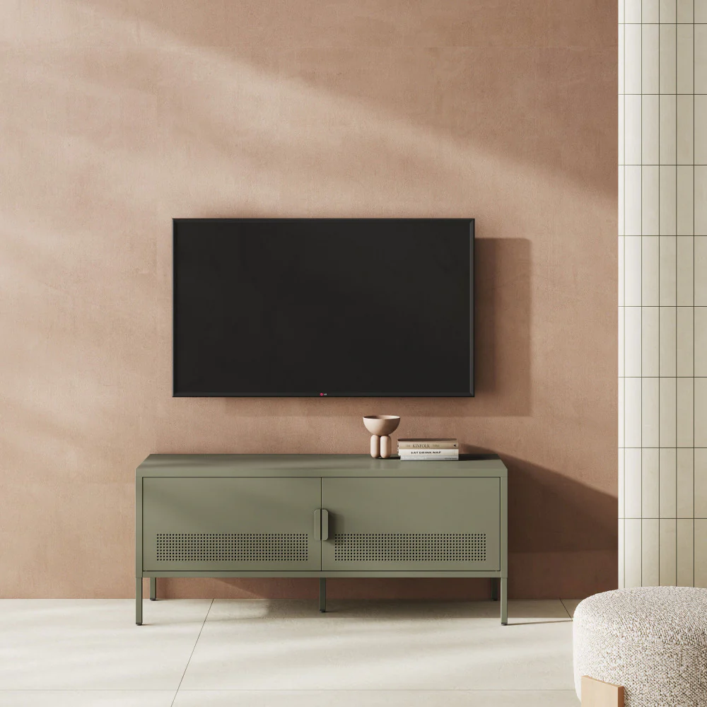 Adel - Meuble TV 2 Portes - Métal - Vert - Image 8