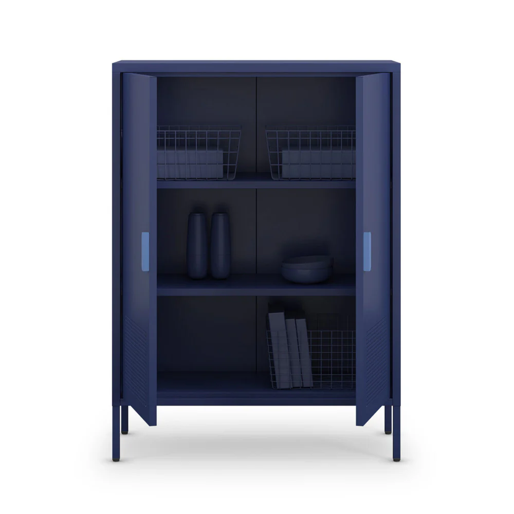 Adel - Buffet Haut 2 Portes - Métal - Bleu - Image 3