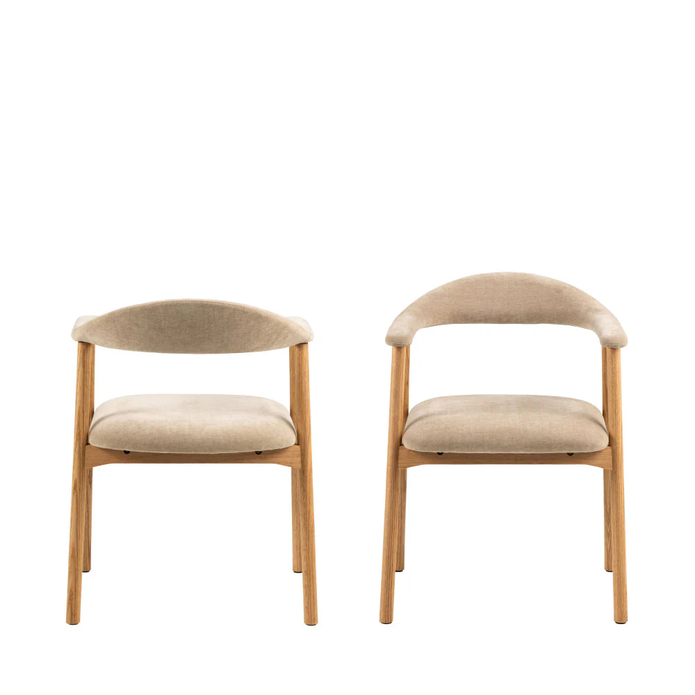 Anabate - Lot De 2 Fauteuils De Table - Tissu & Bois - Beige - Image 2