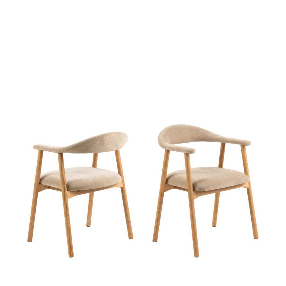 Anabate - Lot De 2 Fauteuils De Table - Tissu & Bois - Beige - Image 3