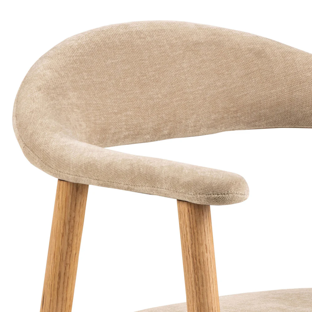 Anabate - Lot De 2 Fauteuils De Table - Tissu & Bois - Beige - Image 7