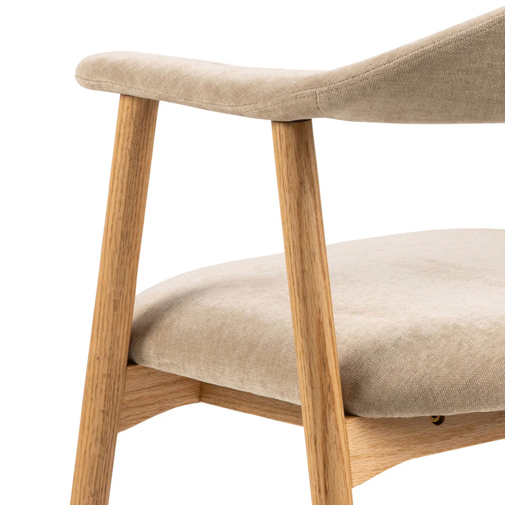 Anabate - Lot De 2 Fauteuils De Table - Tissu & Bois - Beige - Image 8