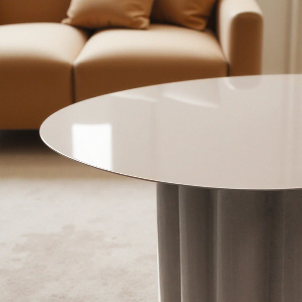 Leon - Table Basse Ronde - Aluminium - Beige - Image 5