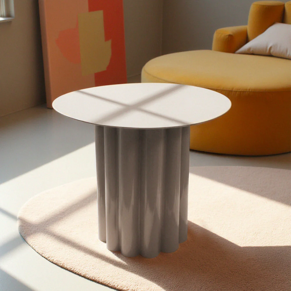 Leon - Table Basse Ronde - Aluminium - Beige - Image 6