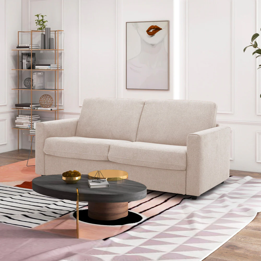 Morena - Canapé Convertible Express 3 Places - Tissu - Beige - Image 6