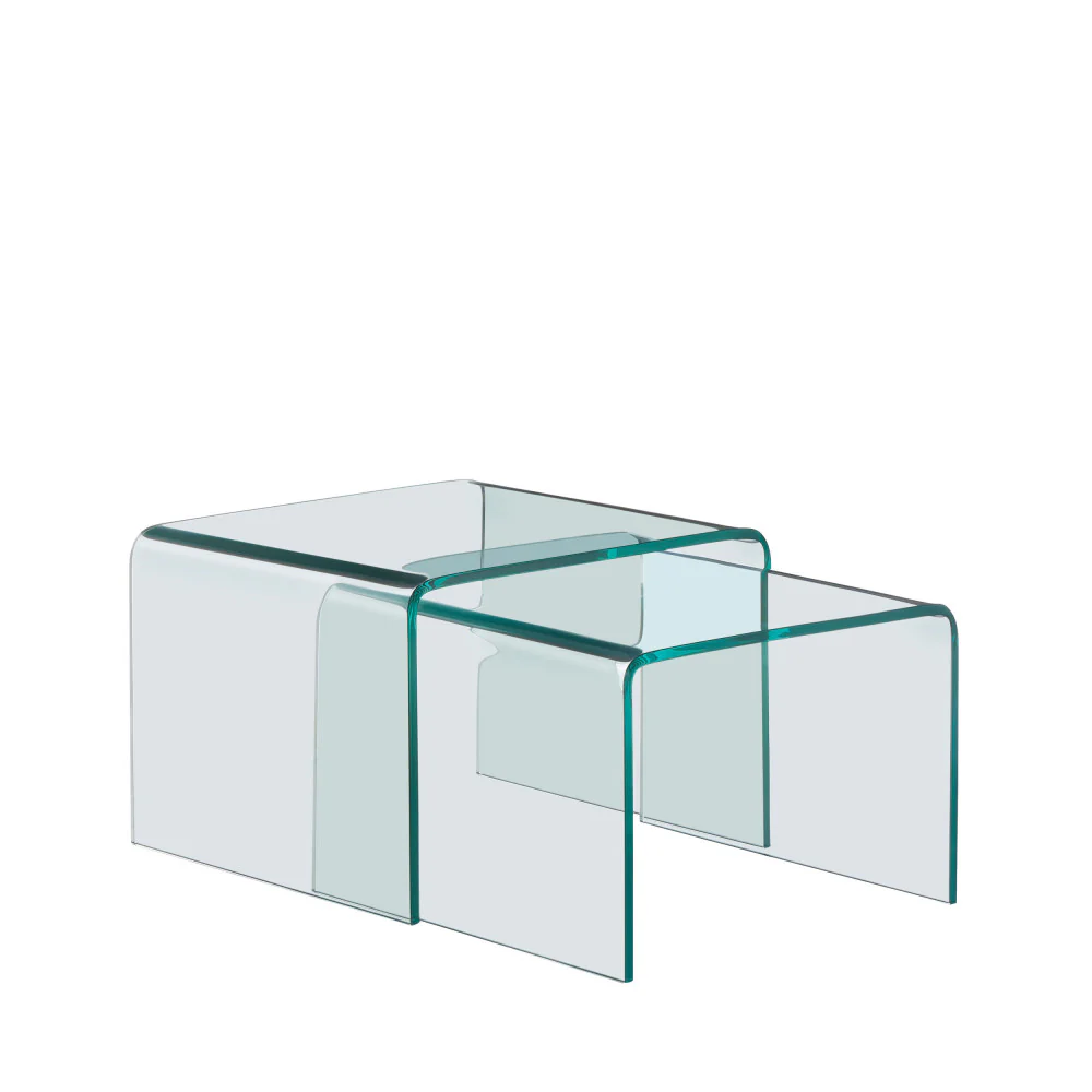 Nido - Lot De 2 Tables Basses Gigognes - Verre - Transparent - Image 2