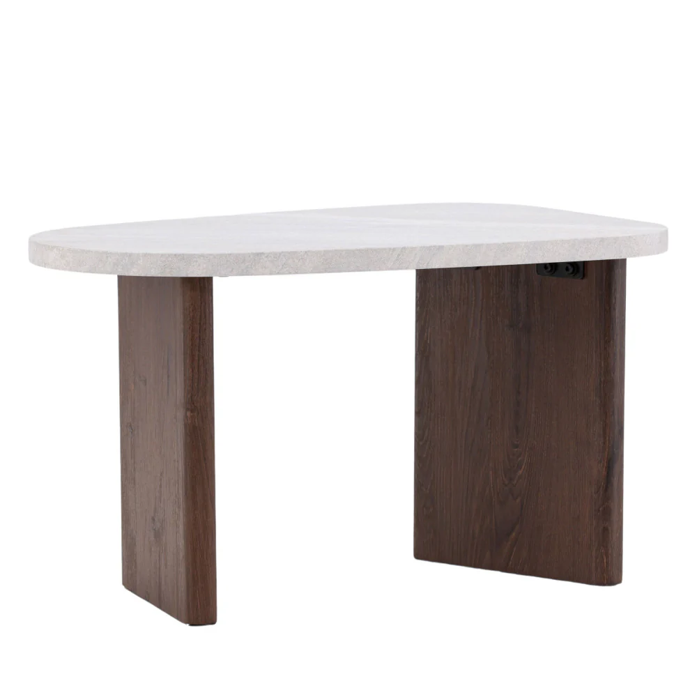 Gronvik - Table Basse Organique - Effet Marbre - Gris clair - Image 3