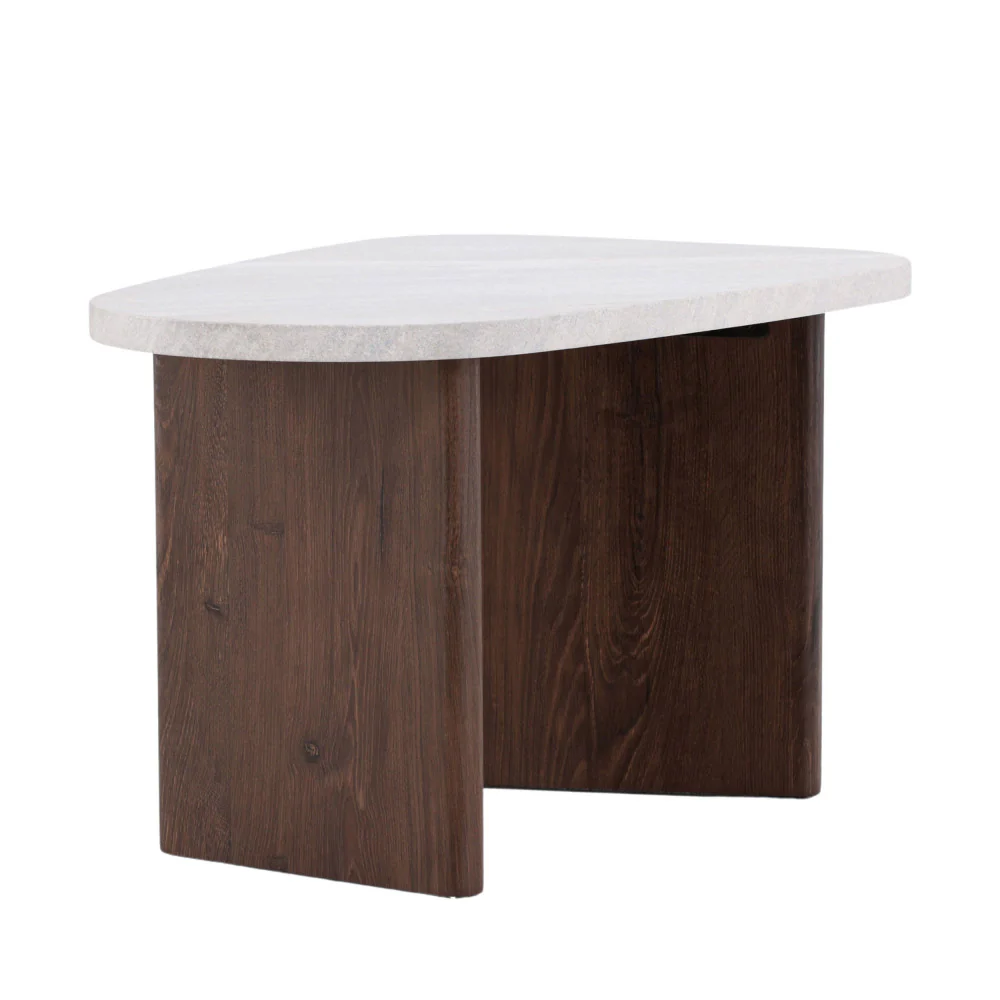 Gronvik - Table Basse Organique - Effet Marbre - Gris clair - Image 4