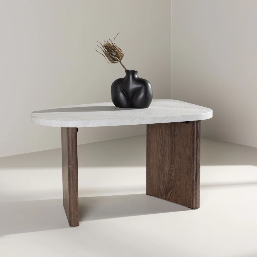 Gronvik - Table Basse Organique - Effet Marbre - Gris clair - Image 6