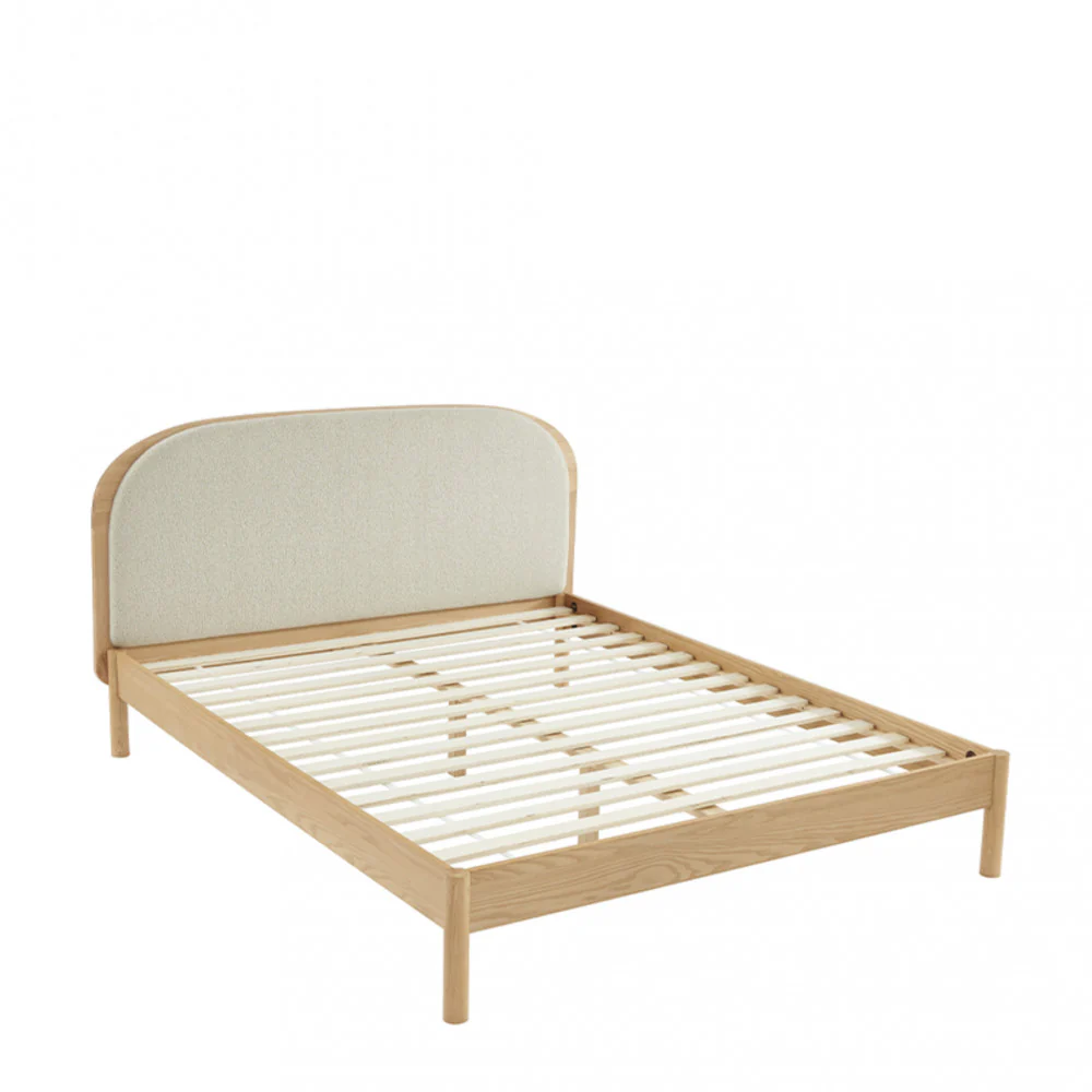 Carrie - Lit - Tissu Bouclette & Bois - Bois clair - Image 2