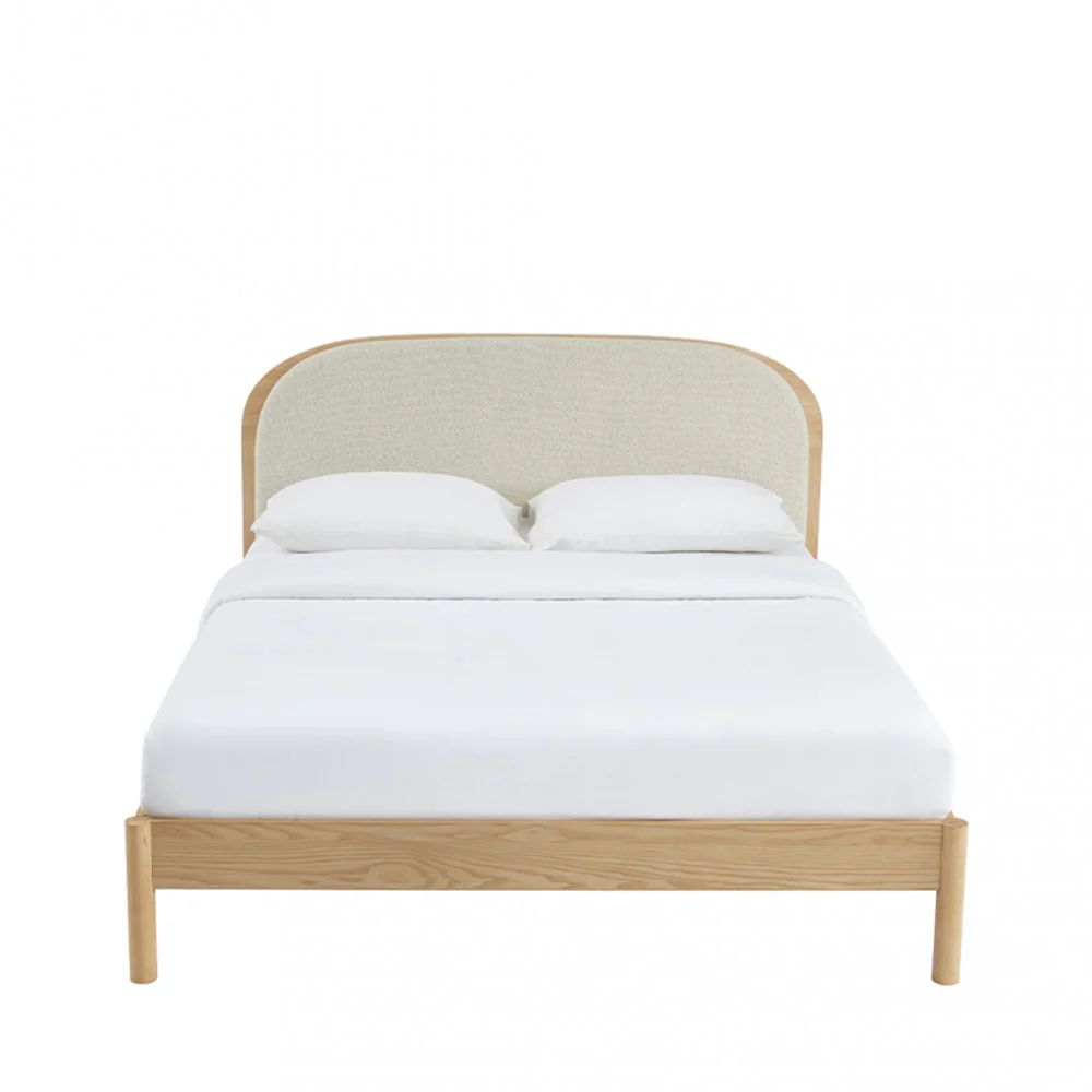 Carrie - Lit - Tissu Bouclette & Bois - Bois clair - Image 4