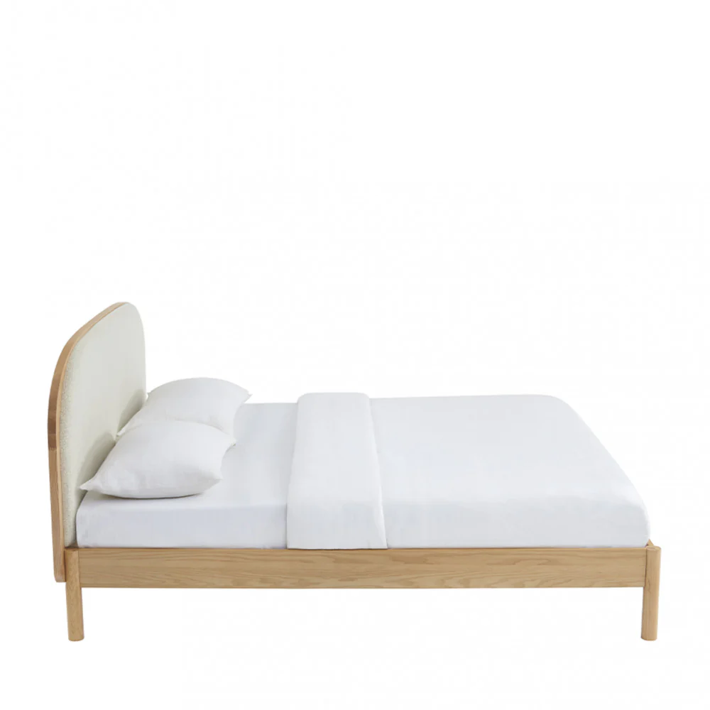 Carrie - Lit - Tissu Bouclette & Bois - Bois clair - Image 5