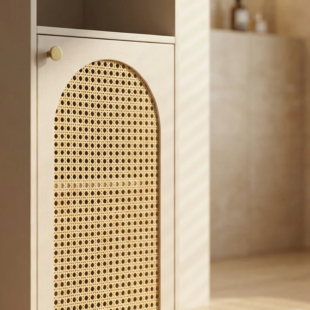 Ali - Colonne De Rangement Suspendue - Bois & Cannage - Beige - Image 6
