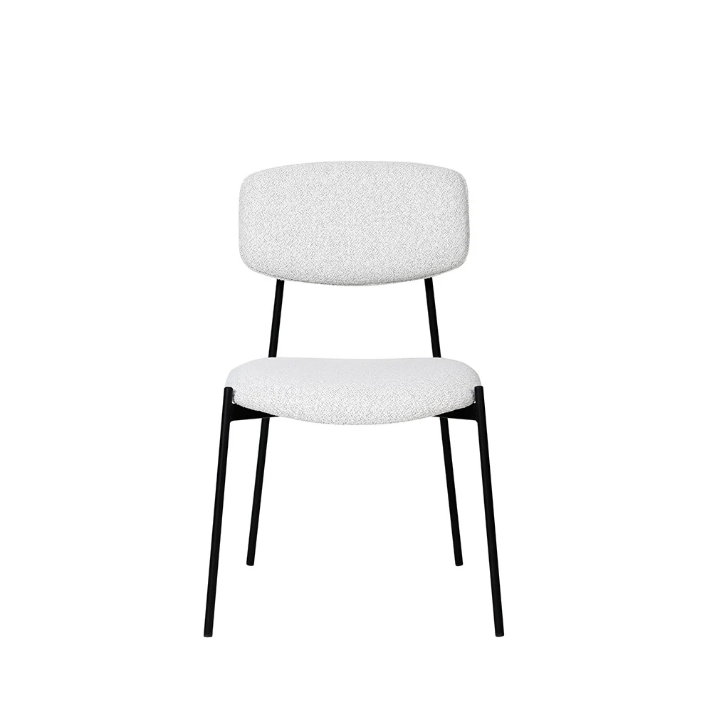 Nelly - Lot De 2 Chaises - Tissu Bouclette & Métal - Beige chiné - Image 3