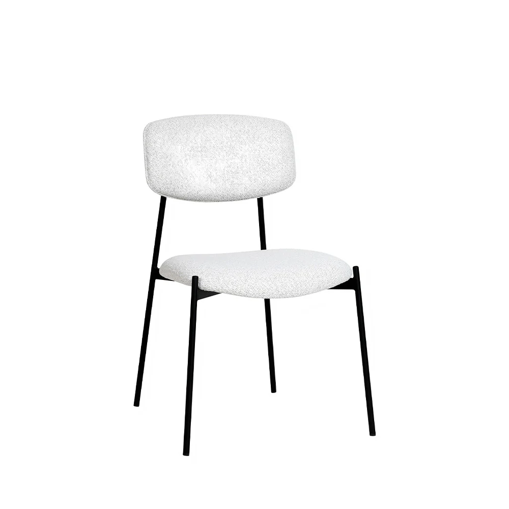 Nelly - Lot De 2 Chaises - Tissu Bouclette & Métal - Beige chiné - Image 5