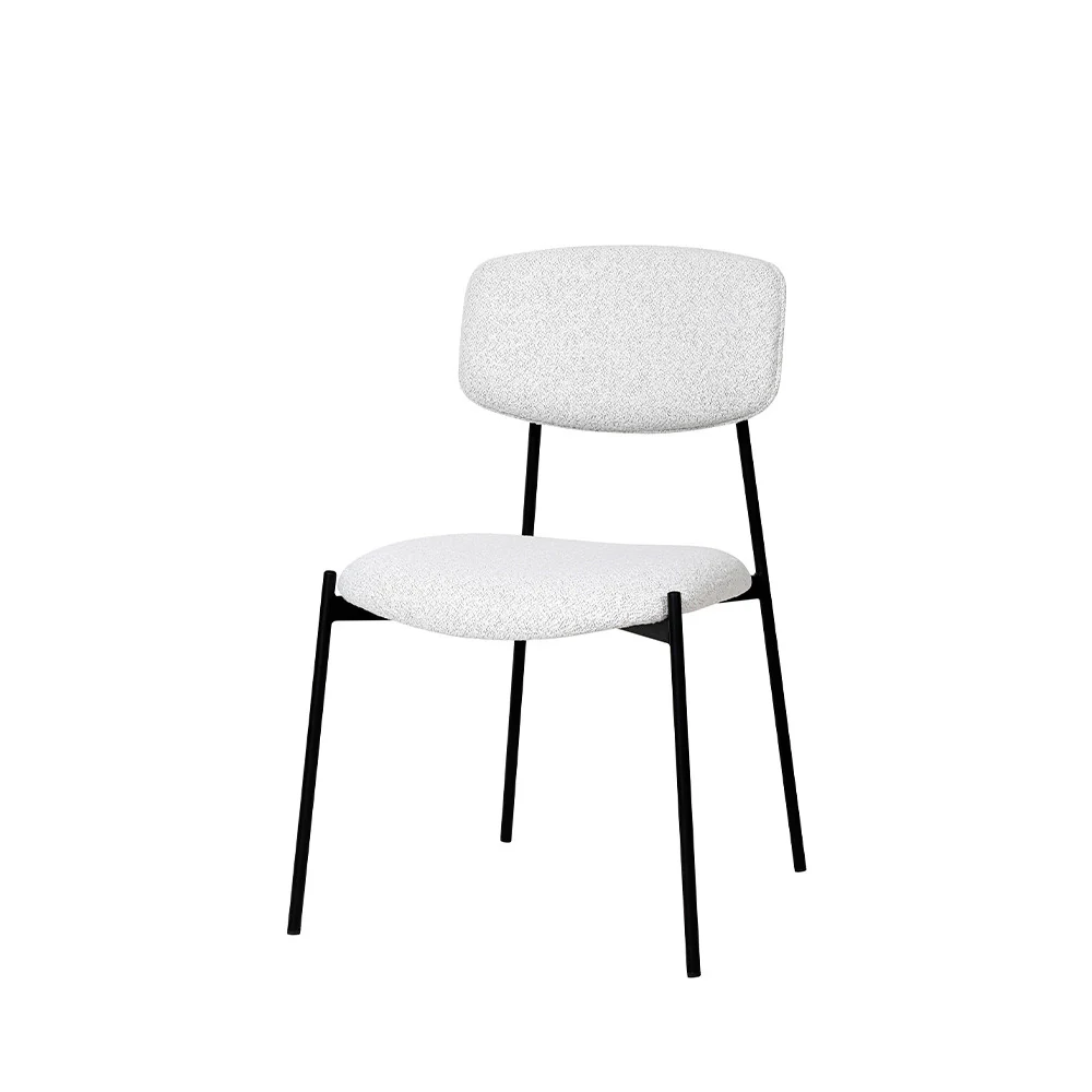 Nelly - Lot De 2 Chaises - Tissu Bouclette & Métal - Beige chiné - Image 7