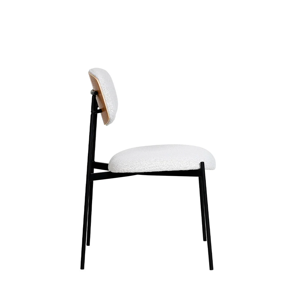 Nelly - Lot De 2 Chaises - Tissu Bouclette & Métal - Beige chiné - Image 8