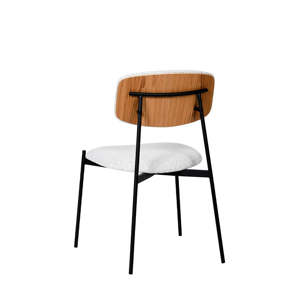 Nelly - Lot De 2 Chaises - Tissu Bouclette & Métal - Beige chiné - Image 9
