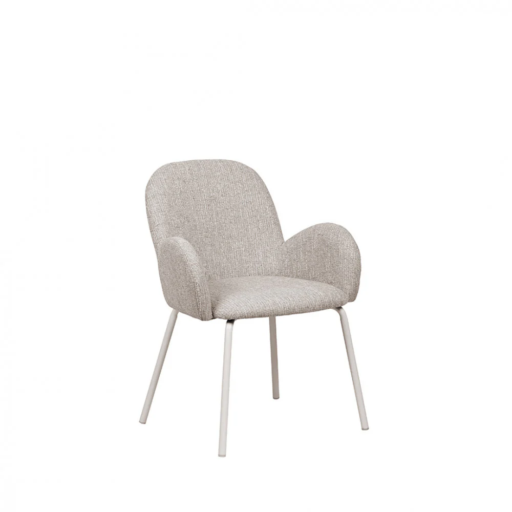 Théodore - Lot De 2 Fauteuils De Table - Tissu & Métal - Gris chiné - Image 5