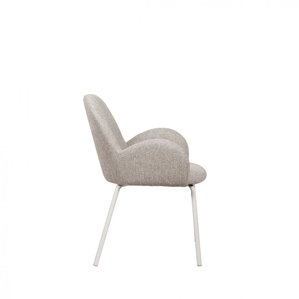 Théodore - Lot De 2 Fauteuils De Table - Tissu & Métal - Gris chiné - Image 6
