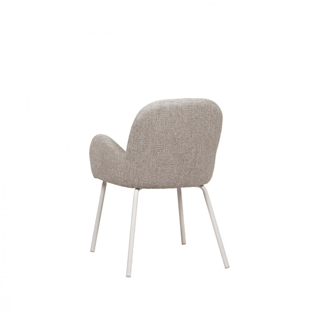 Théodore - Lot De 2 Fauteuils De Table - Tissu & Métal - Gris chiné - Image 7