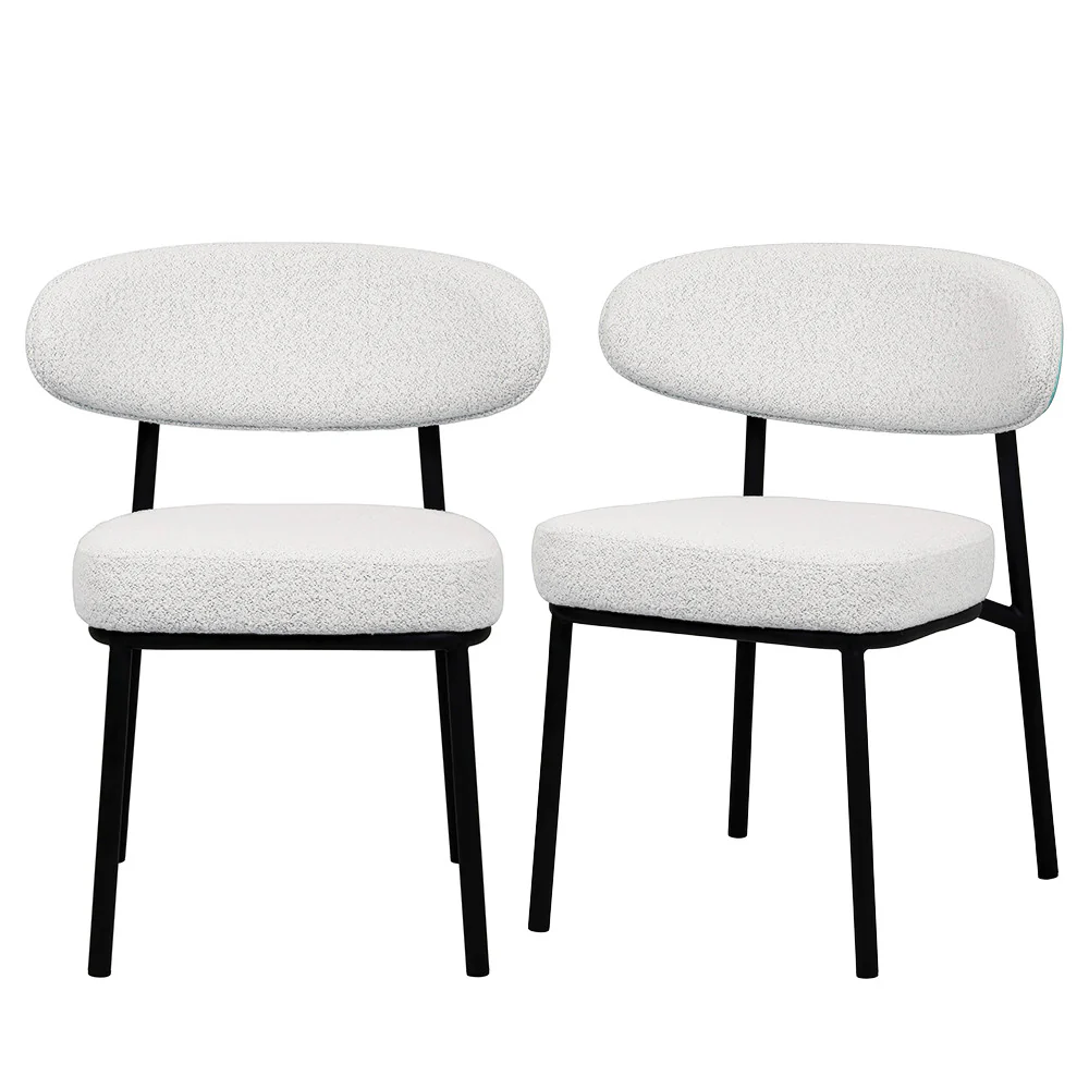 Rode - Lot De 2 Chaises - Tissu Bouclette & Bois & Métal - Écru chiné - Image 2