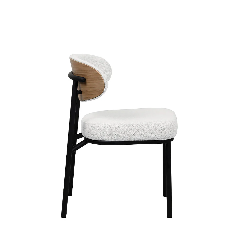 Rode - Lot De 2 Chaises - Tissu Bouclette & Bois & Métal - Écru chiné - Image 6