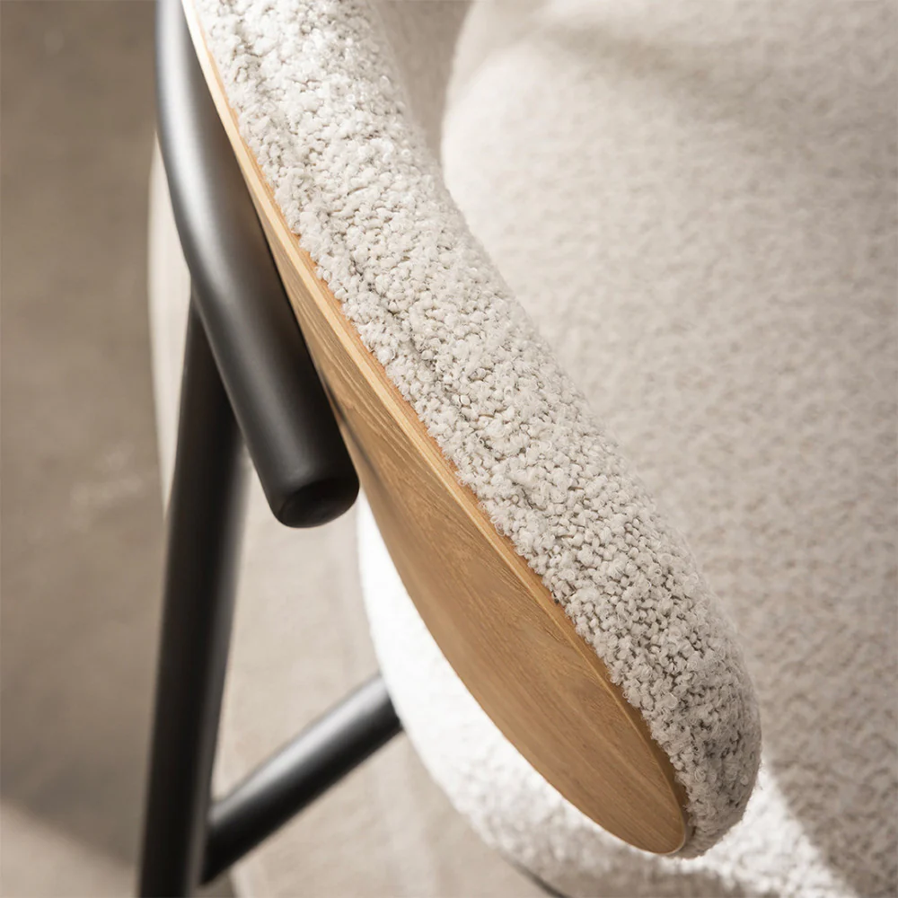 Rode - Lot De 2 Chaises - Tissu Bouclette & Bois & Métal - Écru chiné - Image 7