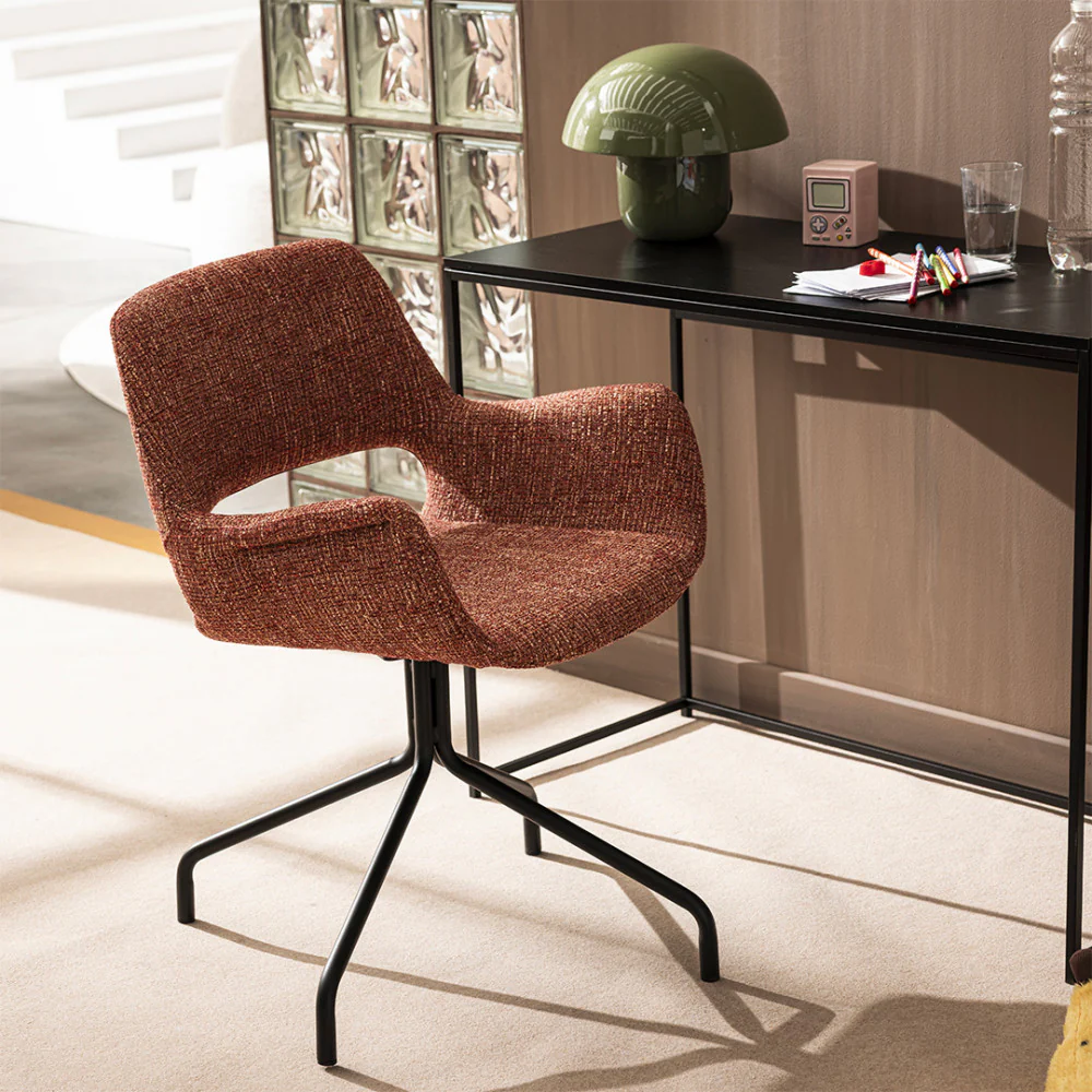 Kendo - Chaise De Bureau Pivotante - Tissu & Métal - Bordeaux chiné - Image 4