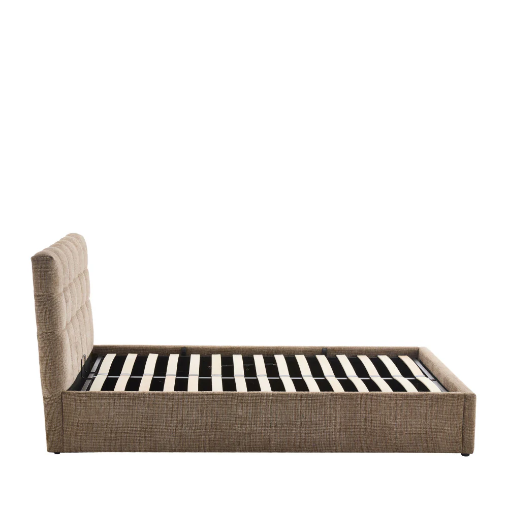 Acara - Lit Coffre Matelassé - Tissu - Beige chiné - Image 8