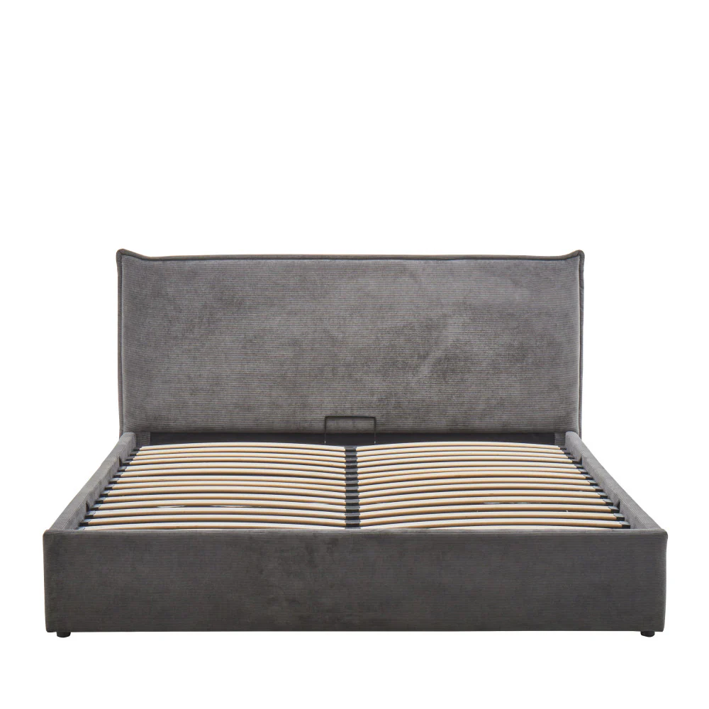 Cama - Lit Coffre - Velours Côtelé - Gris - Image 2