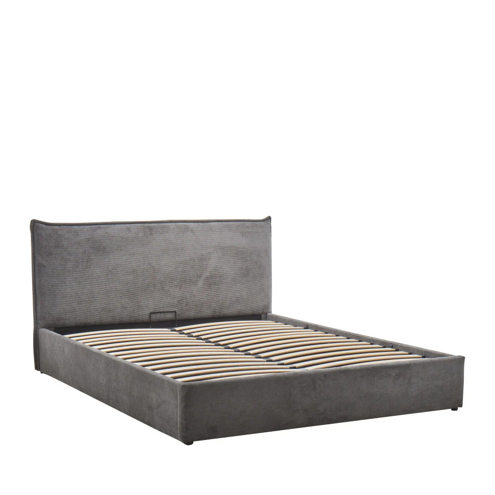 Cama - Lit Coffre - Velours Côtelé - Gris - Image 3