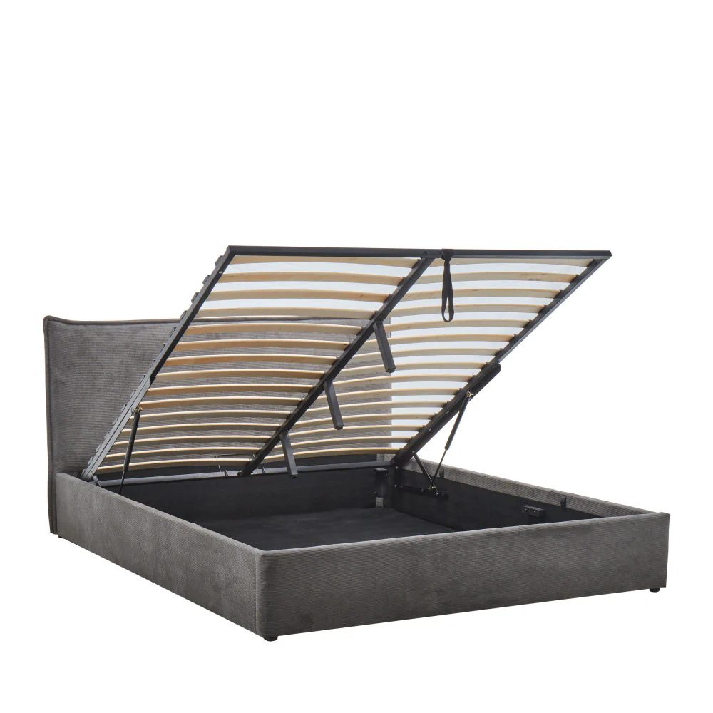 Cama - Lit Coffre - Velours Côtelé - Gris - Image 6