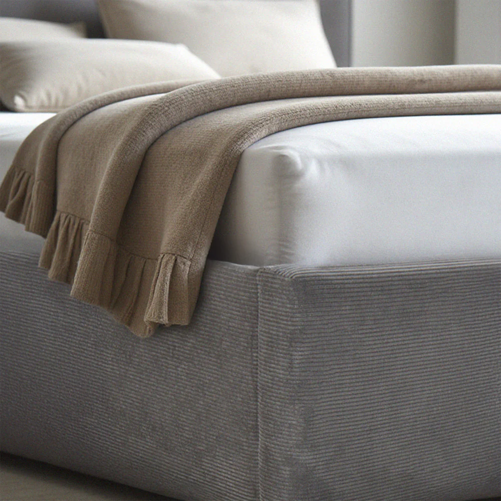Cama - Lit Coffre - Velours Côtelé - Gris - Image 7