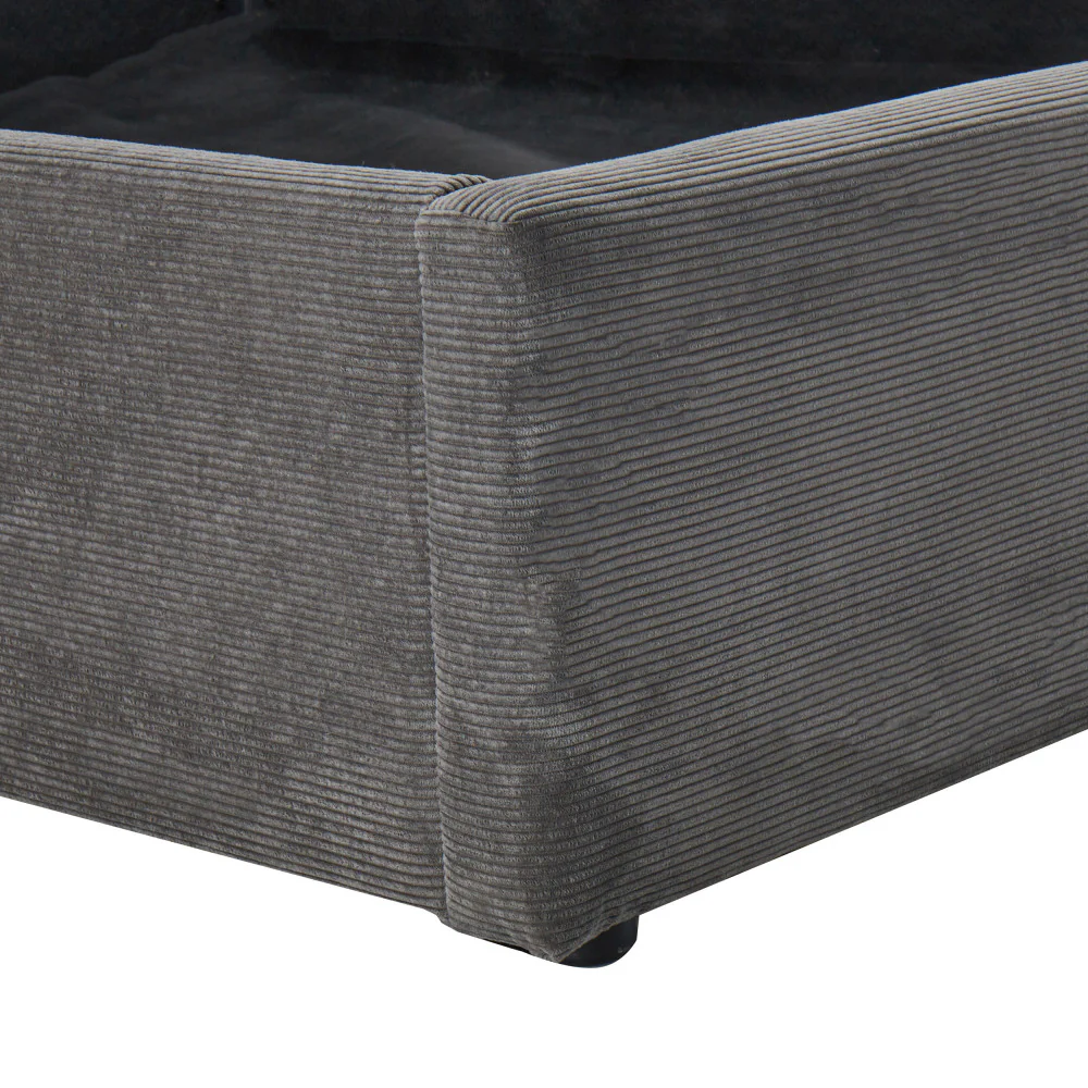 Cama - Lit Coffre - Velours Côtelé - Gris - Image 8