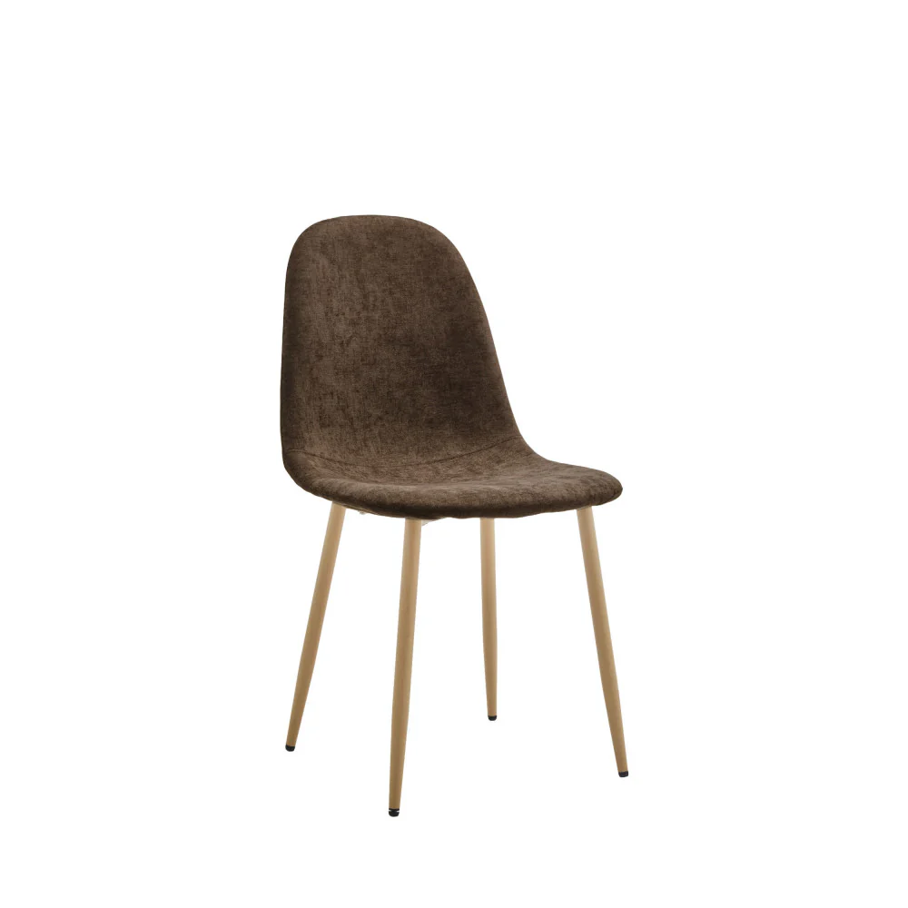 Bella - Lot De 2 Chaises Piètement Effet Bois - Tissu - Marron - Image 3