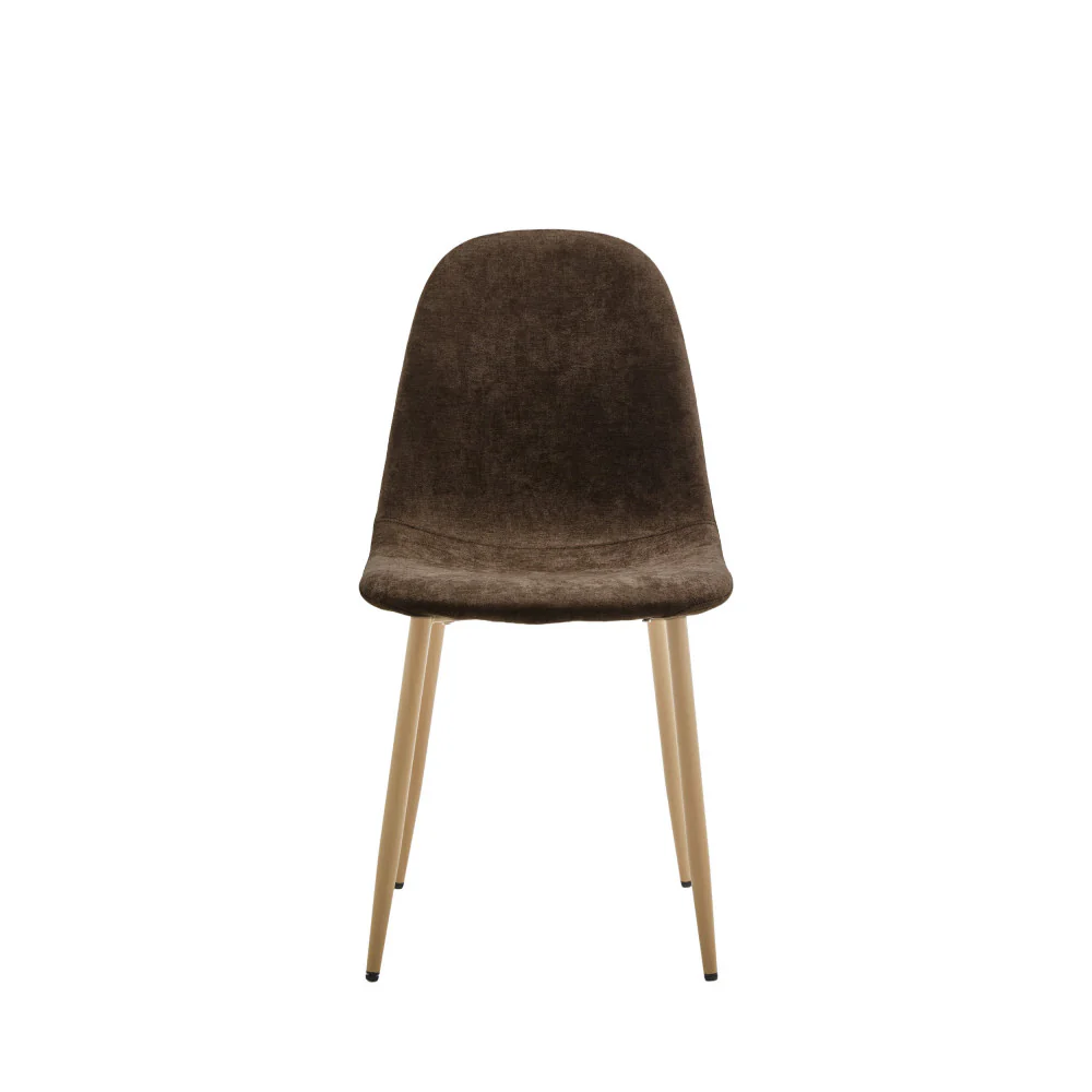 Bella - Lot De 2 Chaises Piètement Effet Bois - Tissu - Marron - Image 4