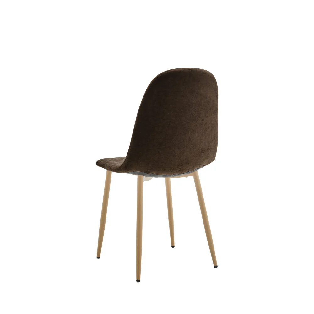 Bella - Lot De 2 Chaises Piètement Effet Bois - Tissu - Marron - Image 5