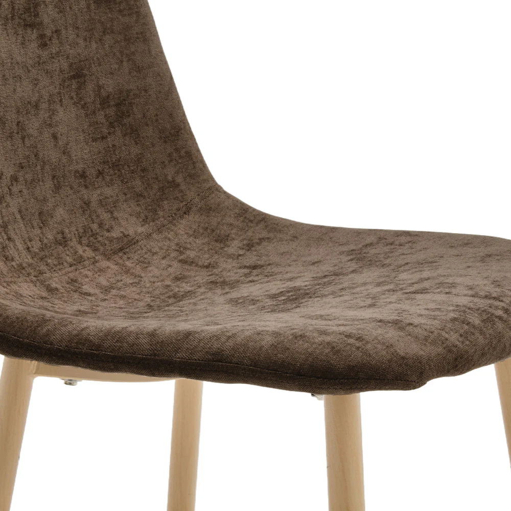 Bella - Lot De 2 Chaises Piètement Effet Bois - Tissu - Marron - Image 7